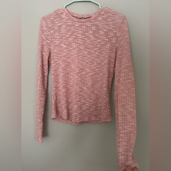 Free People Dusty Pink Ribbed Long Sleeve Top - Picture 5 of 8